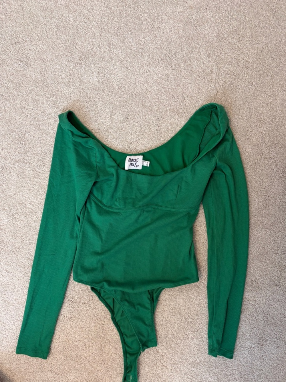 Princess Polly Emerald Green Long-Sleeve One-Piece Bodysuit